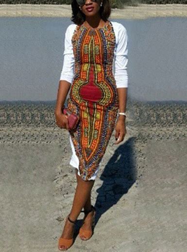 african print white dress|More.